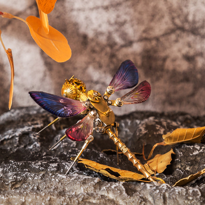 3D Metal Steampunk Craft Puzzle Mechanical Dragonfly Model DIY Assembly Animal Jigsaw Puzzle Kit Games Creative Gift-300PCS+