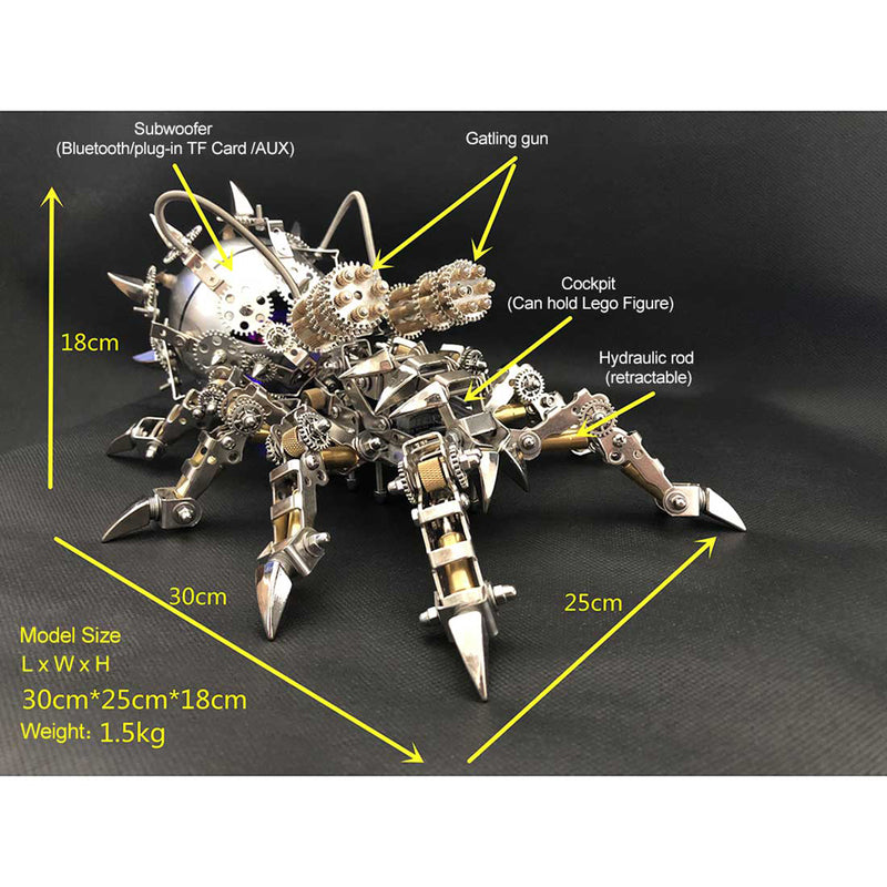 3D Puzzle DIY Model Kit Spider with Bluetooth Speaker Metal Games Creative Gift - EngineDIY
