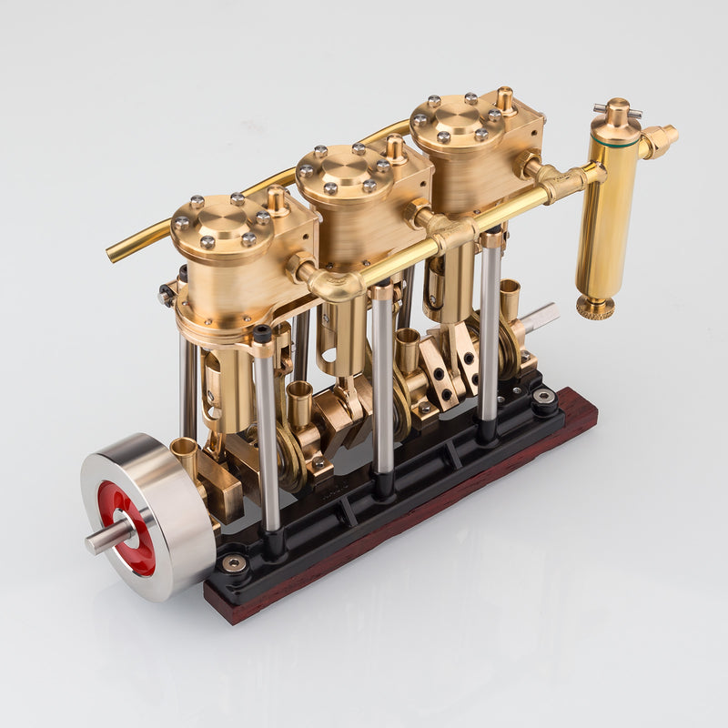 KACIO LS3-13S Steam Engine 3-cylinder Reciprocating Engine with Oil Cup Reverse Rotation Steam Model Boat - EngineDIY