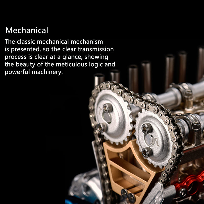 TECHING L4 Engine Model Kit that Works - Build Your Own Engine - Full Metal 4 Cylinder Car Engine Kit Car Engine Model - EngineDIY