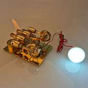 ENJOMOR Paratactic 4 Cylinder Hot Air Stirling Engine Model Mini Electric Generator with Light Bulb and Voltmeter - STEM Toy - EngineDIY