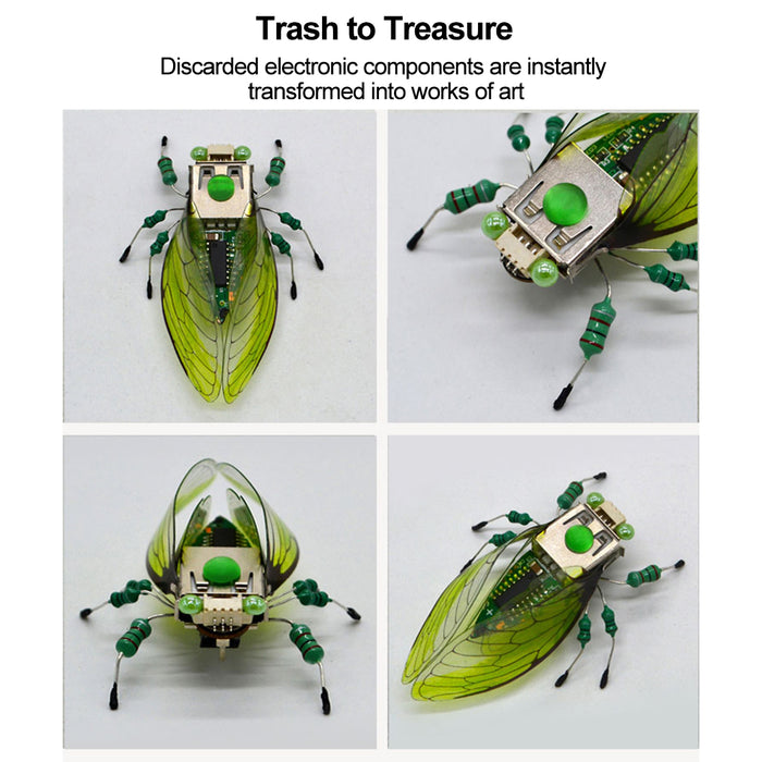 DIY Assembly Mechanical Insect Model Kits Handmade Scientific Toy Set with Voice-activated Photo Frame - Cicada (Random Color)
