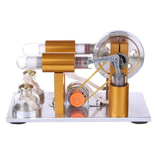 2 Cylinder Stirling Engine Model Physics Experiment Generator with Bulb - enginediy