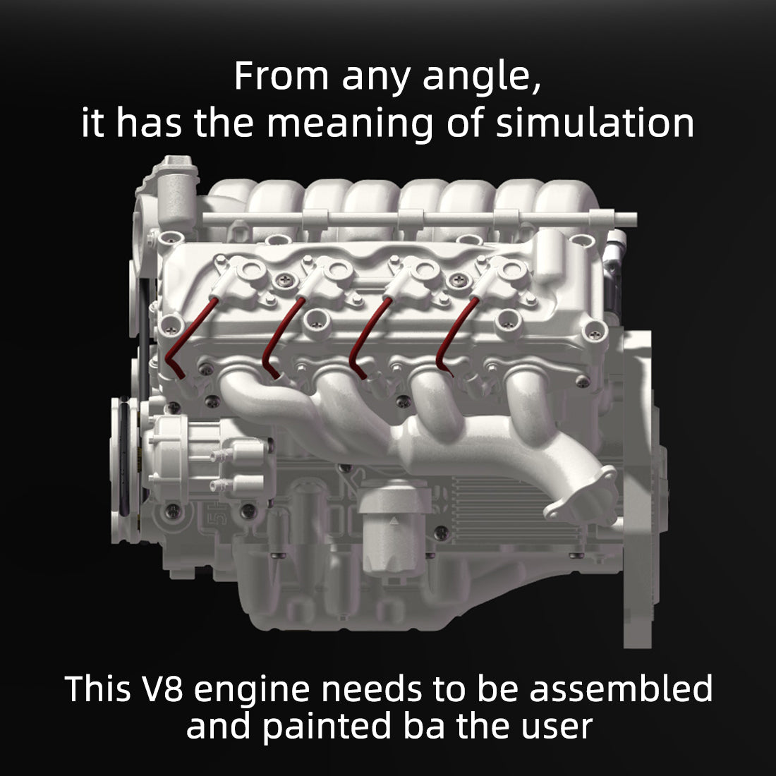 V8 Engine Model Kit that Works - Build Your Own V8 Engine - Paint Your Own V8 Engine -MAD RC V8 Engine for Capra VS4-10 Pro