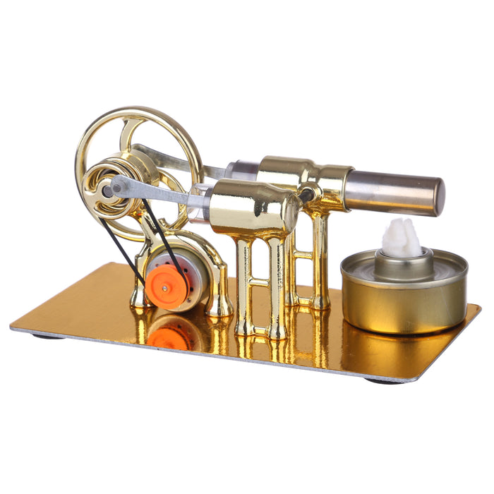 Gamma Stirling Engine γ-Type Single Cylinder Engine Generator Model with LED Diode and Bulb  Science Experiment Teaching Model Collection - enginediy