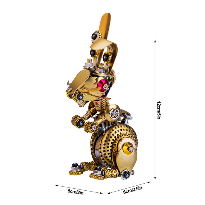 3D Metal Steampunk Puzzle Mechanical Easter Bunny Rabbit  Model DIY Assembly Animal Jigsaw Puzzle Kit with Egg-150PCS+