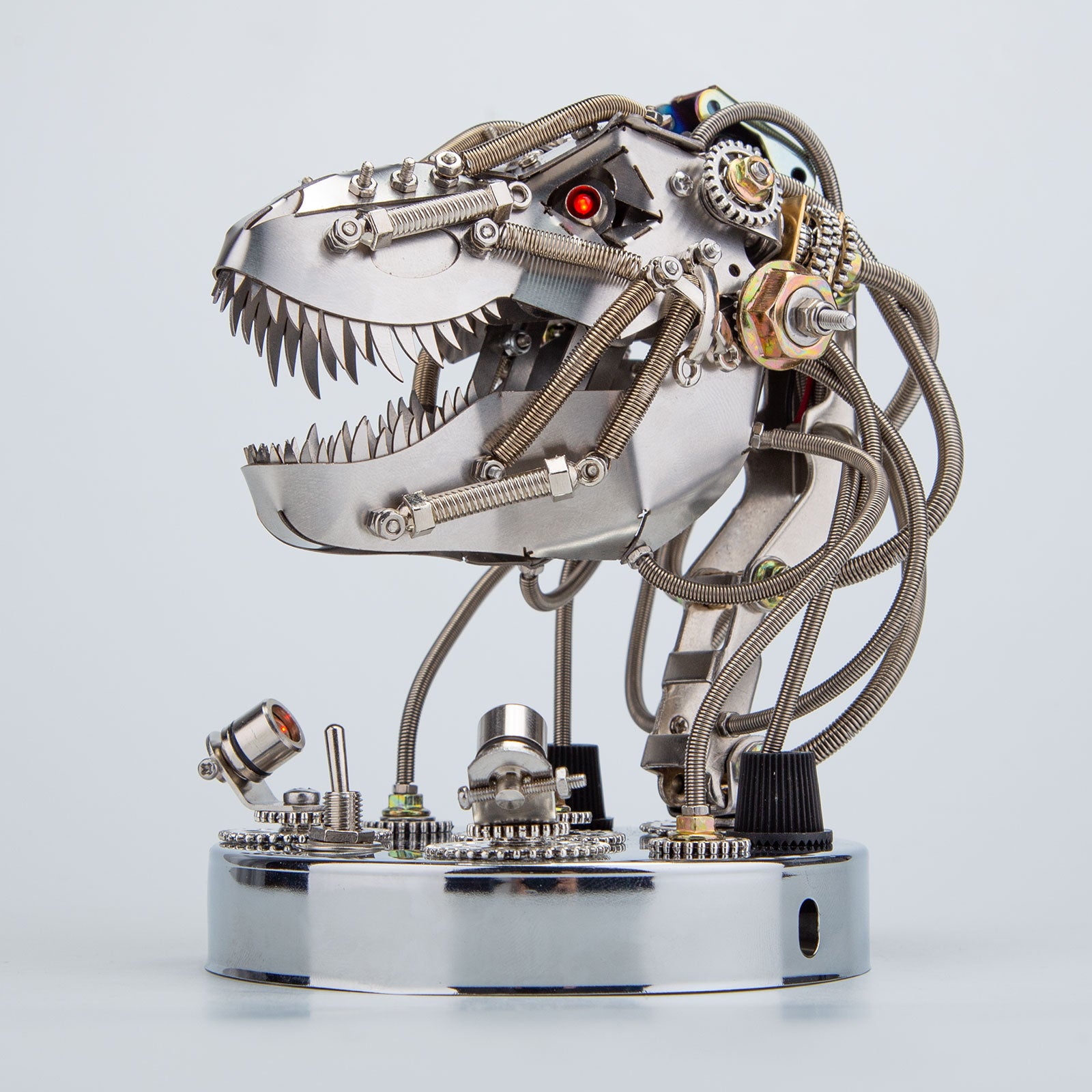 Kits de modèles de têtes de dinosaures mécaniques mobiles en métal 3D Steampunk - 180 pièces et plus