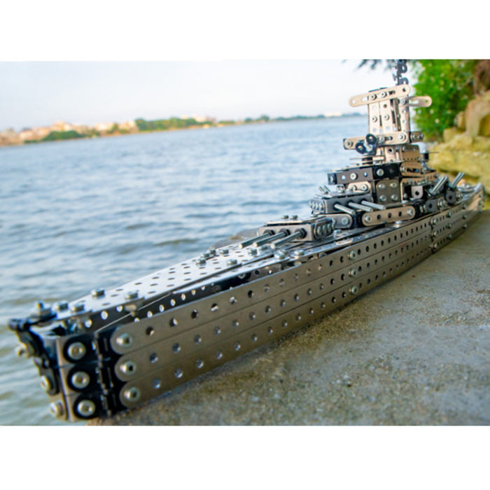 2493Pcs+ DIY Metal Assembled Toy Dominating the Land Sea and Air Battleship SW-055 + Tank SW-037 + Fighter SW-024