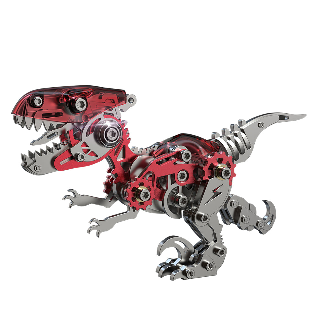 Kit de modèle de dinosaure mécanique en métal 3D, modèle d'assemblage de vélociraptor à monter soi-même - 160 pièces 