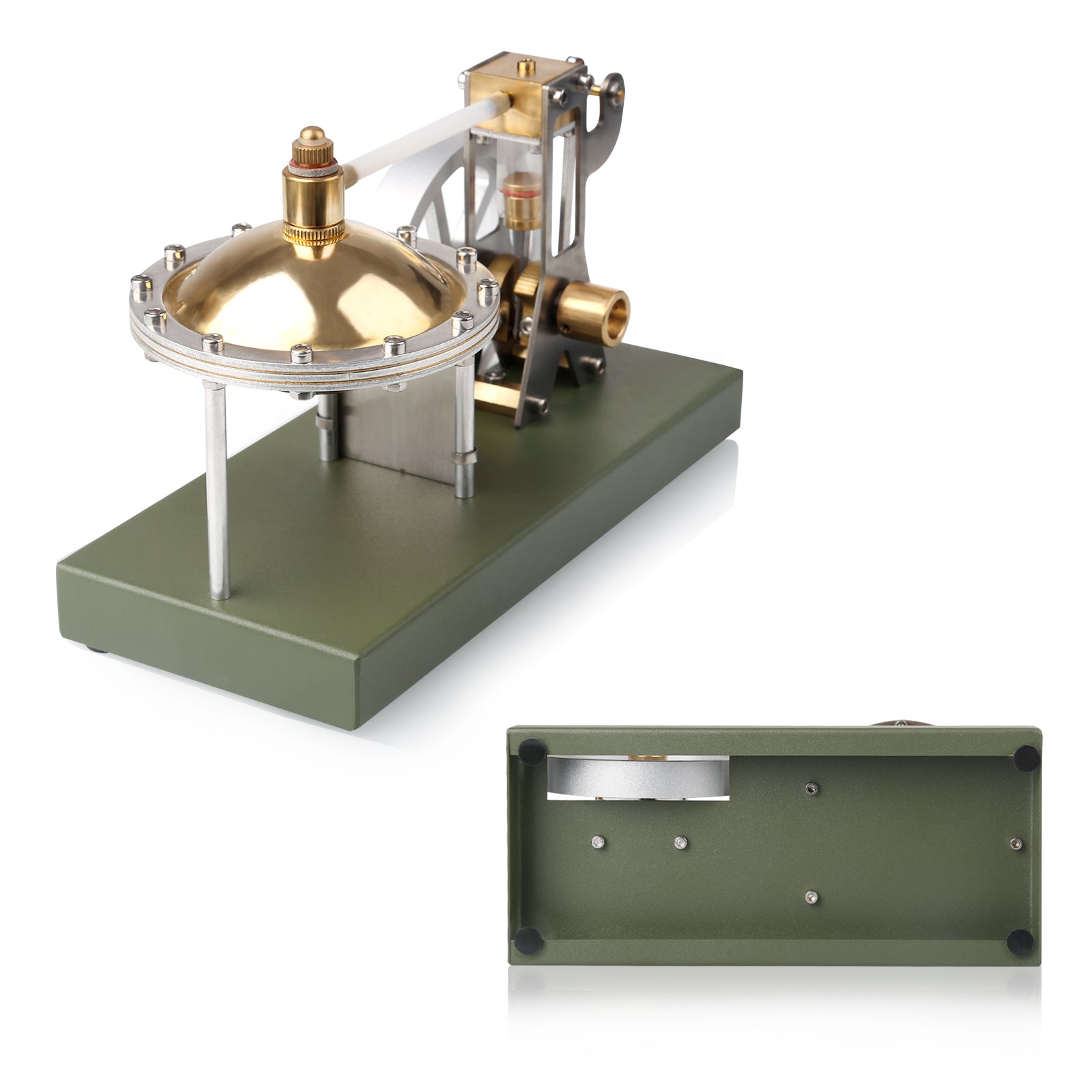 Machine à vapeur rétro en métal ENJOMOR avec chaudière – Modèle de machine à vapeur cylindrique verticale transparente – Jouet STEM