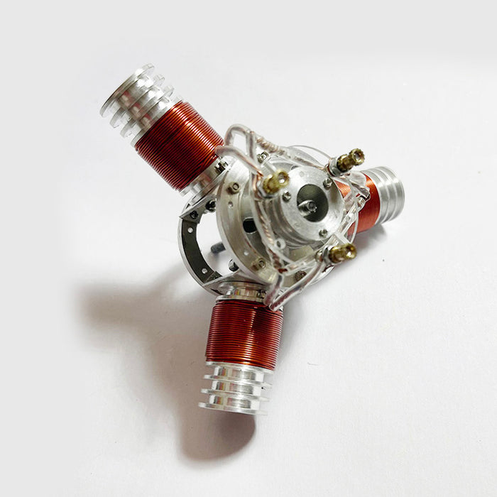 3-Cylinder Electromagnetic Engine Brushless Motor Metal Miniature Star Model with 6-12V