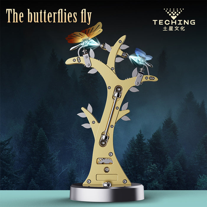 TECHING 3D Metal Mechanical Colorful Butterfly Flying Bionic Dynamic Model Assembly Kit for Kids, Teens, and Adults-100PCS+