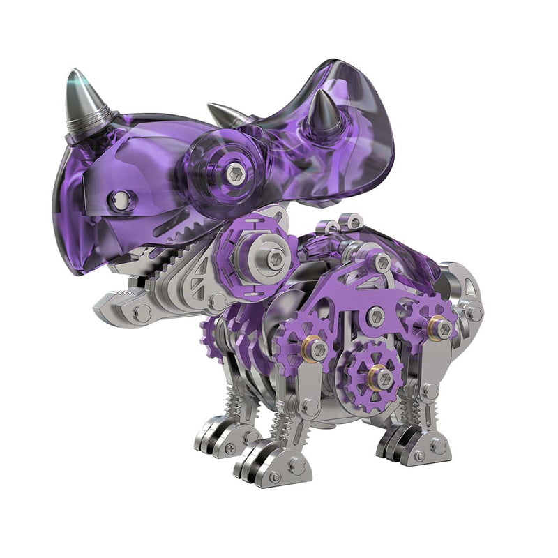 3D Metal Mechanical Dinosaur Model Kit DIY Triceratops Assembly Model - 160PCS - EngineDIY