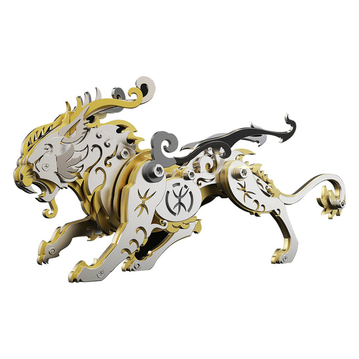 3D Puzzle DIY Model Kit Jigsaw Metal Tiger Model Ancient Chinese Beasts Mechanical Assembly Crafts-Black Golden