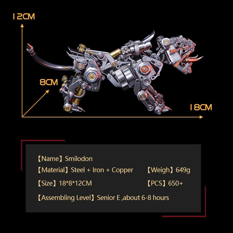 3D Metal Tiger Kit Assembly Smilodon Model Saber-toothed Tiger - 650PCS+ - EngineDIY