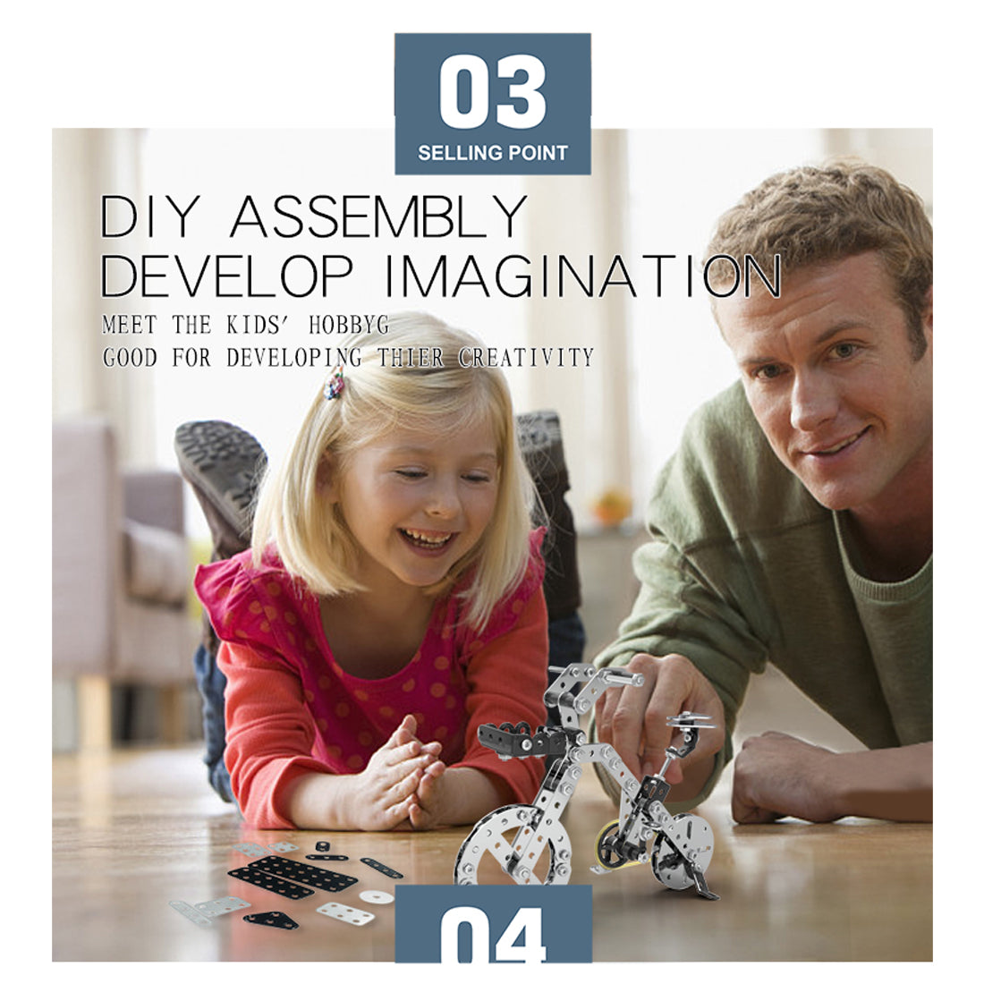 3D Metal Puzzle Bicycle Assembly Kit DIY Model Toys Kit Adults