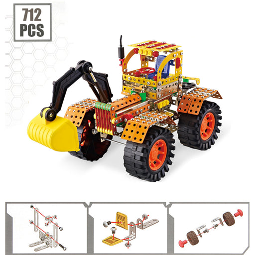 3D Metal Puzzle DIY Stainless Steel Assembly Car Toy Mechanical Dump Truck Puzzle Model Kit for Adults Kids -712PCS