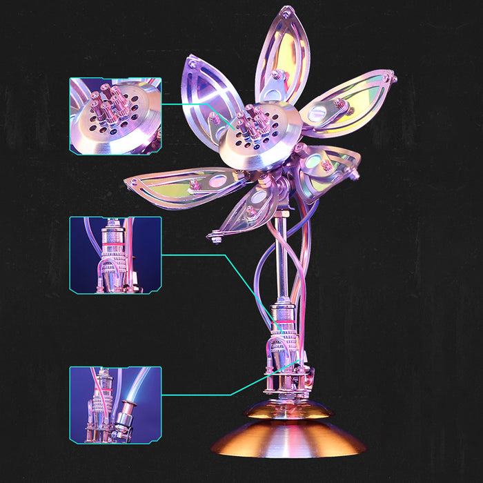 3D Cyberpunk Metal Puzzle Steampunk Metal Flower DIY Model Toy Kits-215PCS