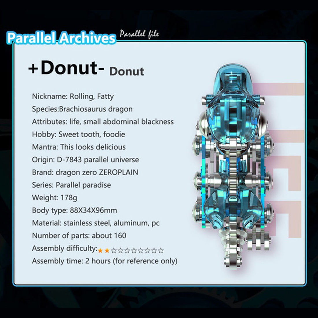 3D-Metall-Dinosaurier-Modellbausatz, DIY-Brachiosaurus-Montagemodell, 160 Teile 