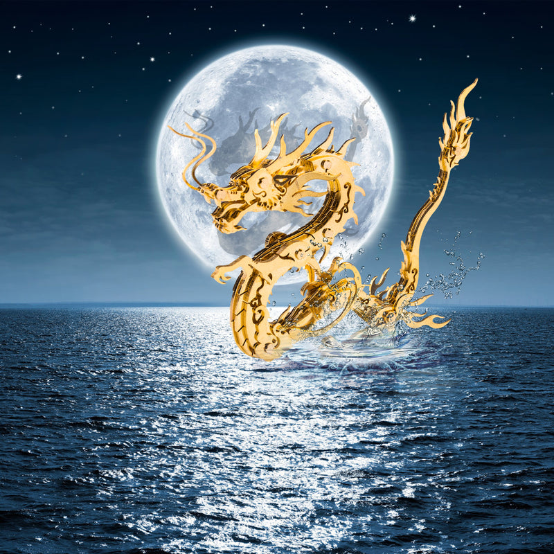 100Pcs+ DIY Metal Assembly Oriental Mythological Creatures Golden Chinese Dragon - EngineDIY