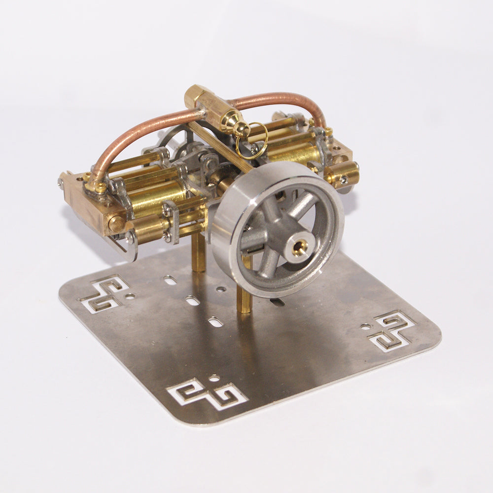 Mini 4 Cylinders Horizontally Opposed Steam Engine Model without Boiler for Model Ship Gift Collection - Enginediy - enginediy