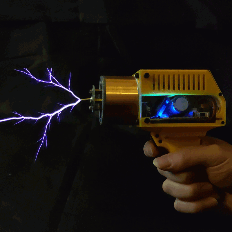 Handheld Tesla Coil with 10cm Long Arc Artificial Lightning Generator Educational Science Experiment - US Plug - EngineDIY