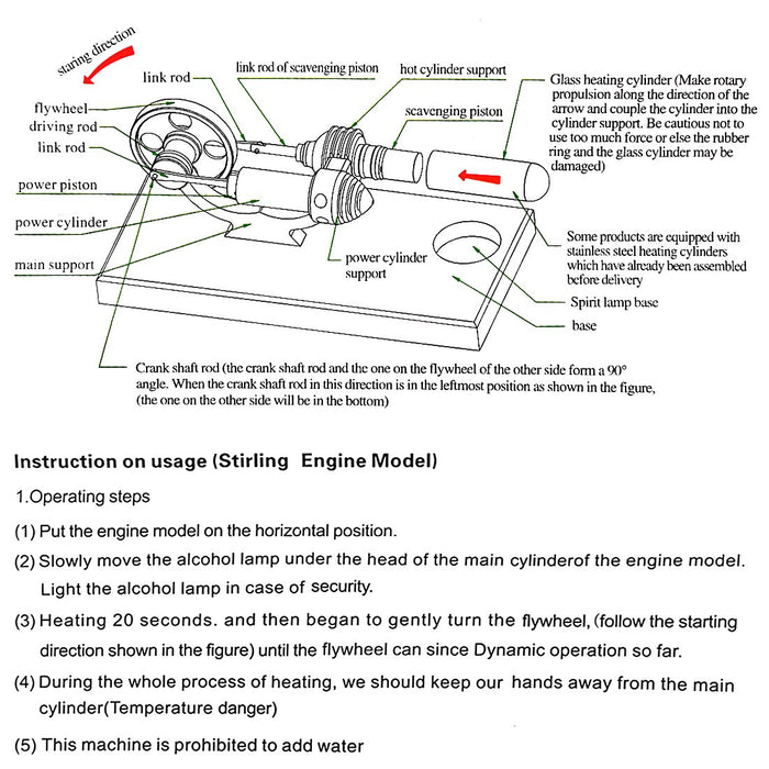 Stirling Engine Model Hot Air Stirling Engine Generator with Alcohol Burner - Enginediy - enginediy