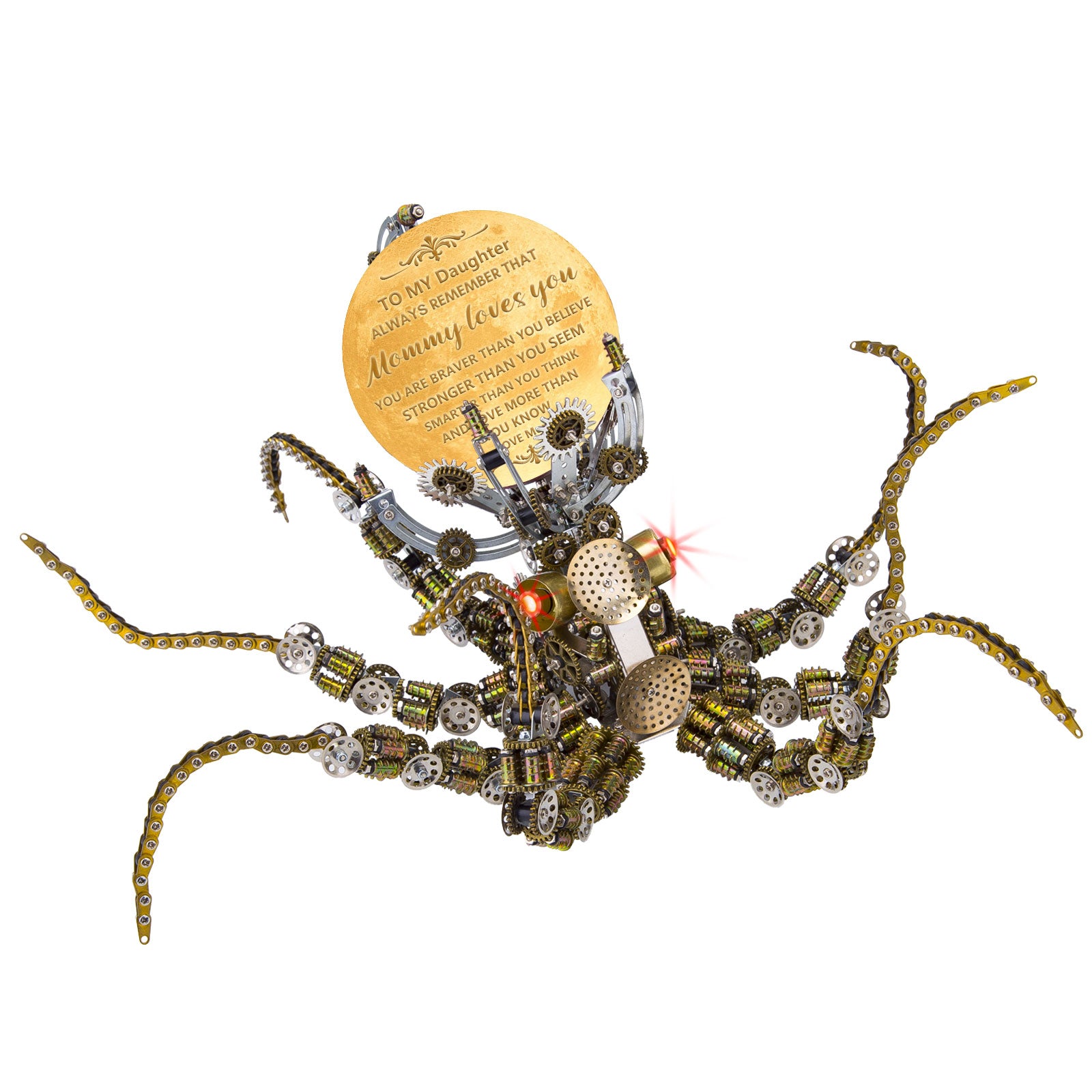 3D Metal Steampunk Galaxy Craft Puzzle Mechanical Octopus with Lamp Model DIY Assembly for Home Decor Creative Gift-2400PCS