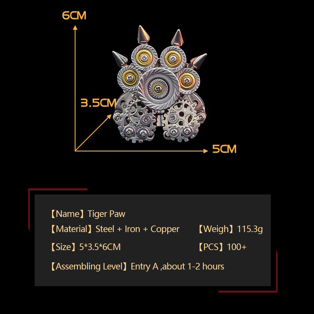 Kit d'assemblage de pattes de tigre en métal 3D, 100 pièces et plus