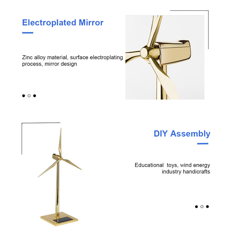 3D Metal Windmill Assembly Model Solar Powered Wind Turbine Model Golden - EngineDIY
