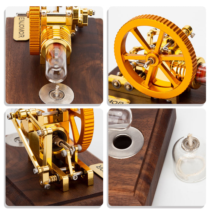 ENJOMOR Mini Beta Hot Air Stirling Engine Model External Combustion Engine Model Educational Toy