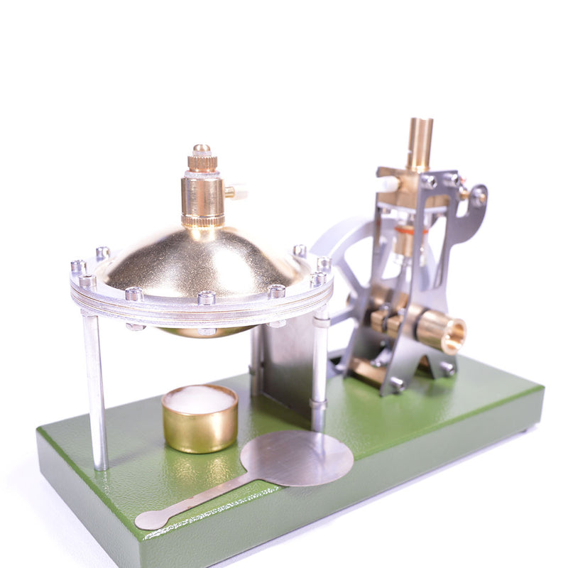 ENJOMOR Retro Metal Steam Engine with Boiler - Vertical Transparent Cylinder Steam Engine Model - STEM Toy - EngineDIY