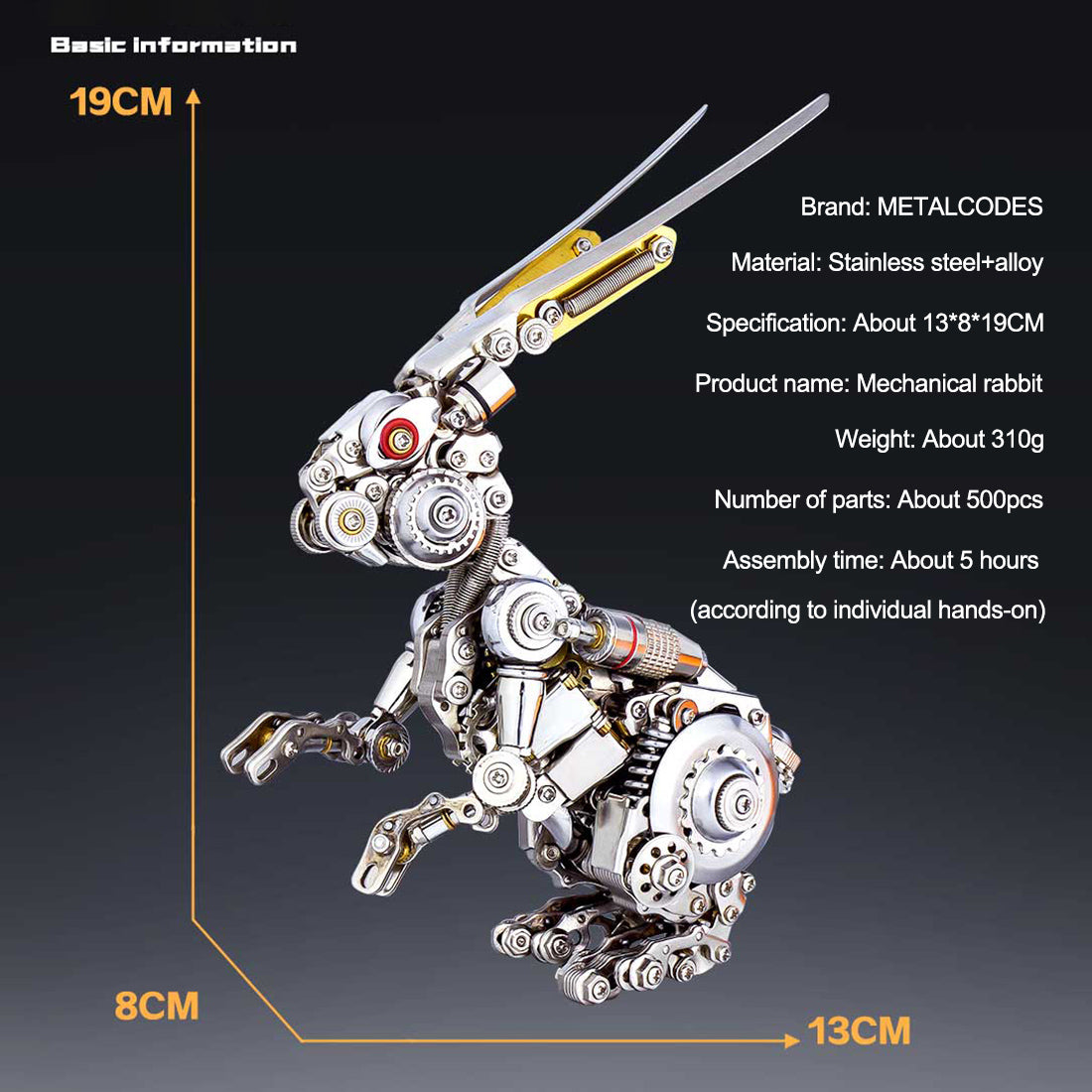 3D Puzzle DIY Model Kit Jigsaw Metal Punk Mechanical Rabbit Model Mech ...
