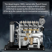 L4 Diesel Engine Model Kit that Works - Build Your Own Diesel Engine - TECHING 1: 10  Full Metal Mini L4 4 Cylinder Engine OHV Inline 4 Cylinder Engine Model Kit 300+PCS - EngineDIY