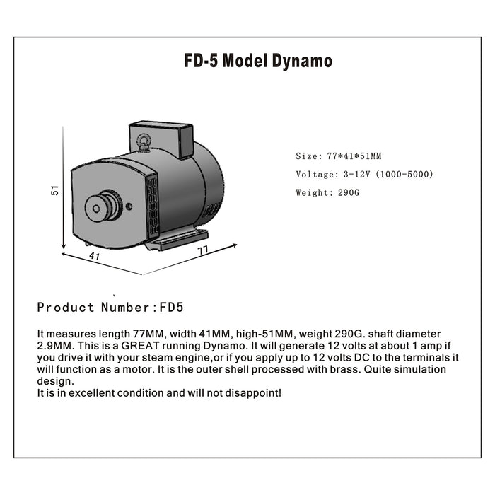 12V Miniature Motor for M12 M16 Internal Combustion Engine Model Steam Engine FD-5