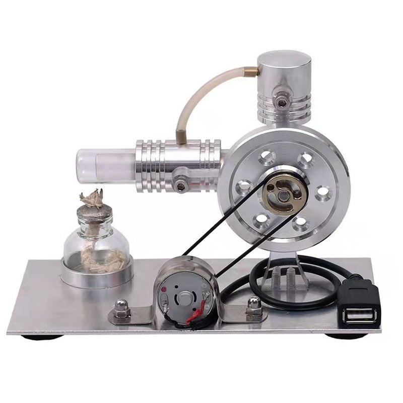 L-shape Stirling Engine Model with USB Connector and Night Light - EngineDIY