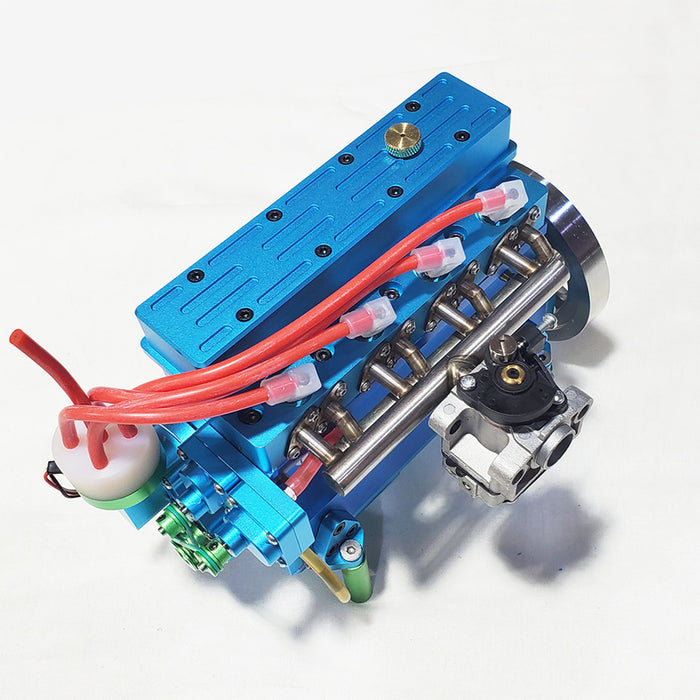 32cc Inline Four Cylinder Water Cooled Gasoline Engine for 1: 5 RC Model Car / Ship - Blue - enginediy