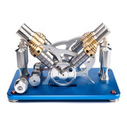 4 Cylinder Stirling Engine V4 Stirling Engine Electricity Generator Kit for Gift Collection - enginediy