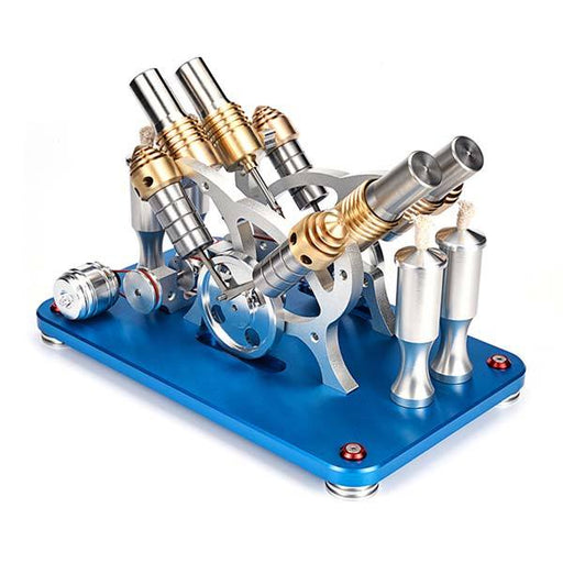 4 Cylinder Stirling Engine V4 Stirling Engine Electricity Generator Kit for Gift Collection - enginediy