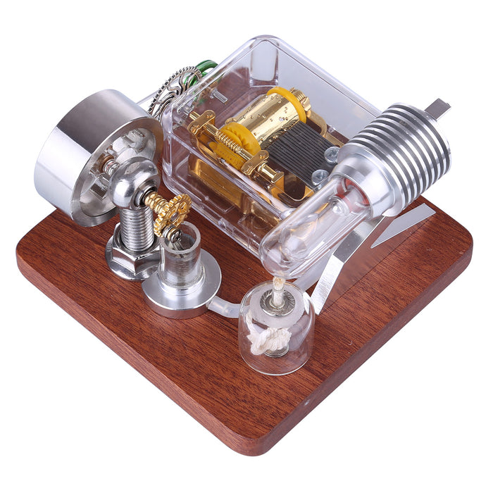 Stirling Engine Model with Rotating Mechanical Music Box Science Experiment Engine Toy - enginediy