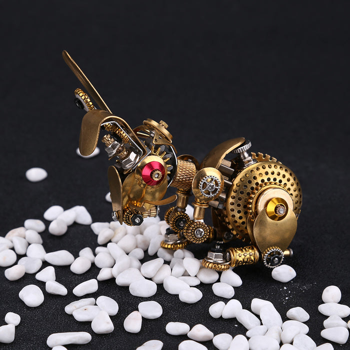 3D Metal Steampunk Puzzle Mechanical Easter Bunny Rabbit  Model DIY Assembly Animal Jigsaw Puzzle Kit with Egg-150PCS+