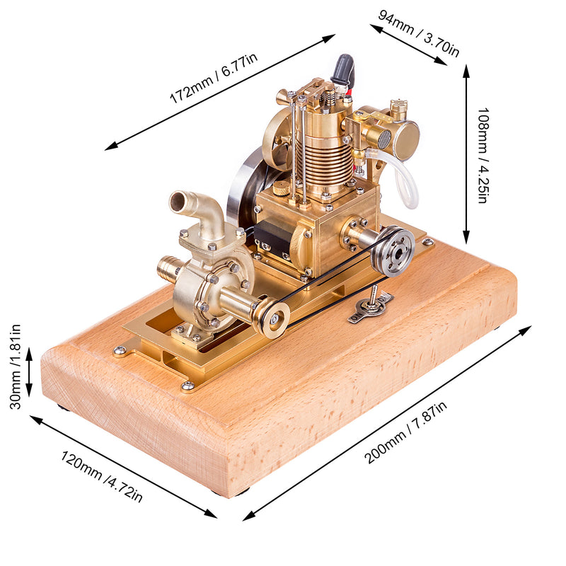 M16C 1.6cc Mini 4 Stroke Gasoline Engine Model Vertical Air-cooled Single-cylinder Internal Combustion Engine Model with Vane Pump - EngineDIY