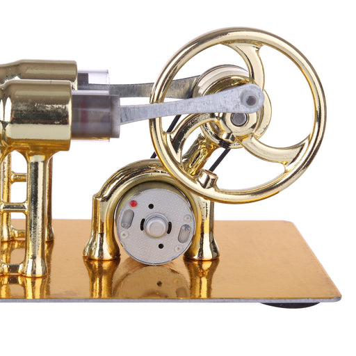 Gamma Stirling Engine γ-Type Single Cylinder Engine Generator Model with LED Diode and Bulb  Science Experiment Teaching Model Collection - enginediy