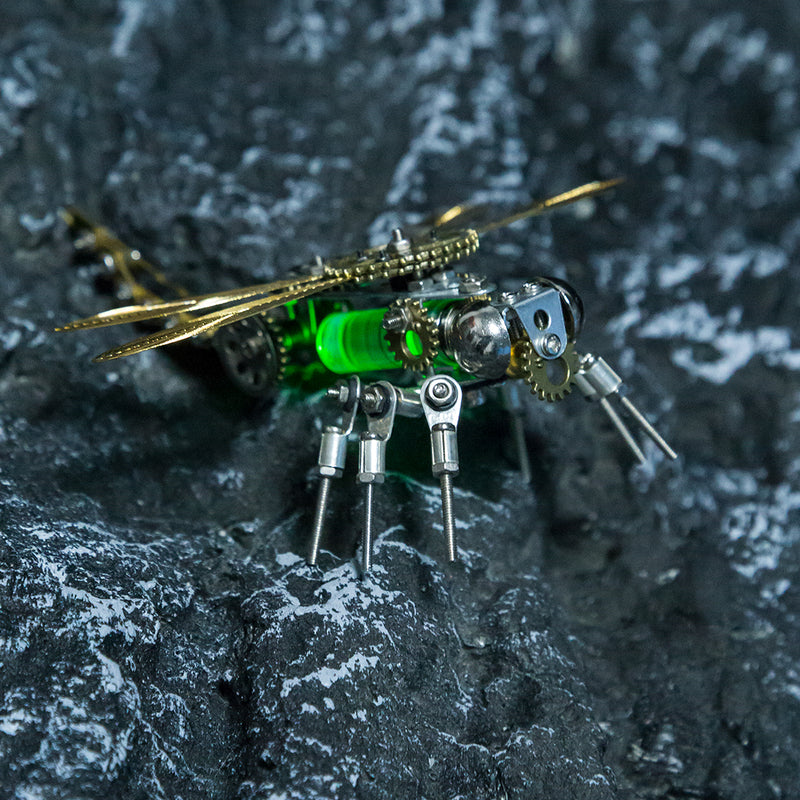 3D Puzzle Model Kit Mechanical Dragonfly with Night Light Color-changing Metal Games  - 260Pcs - EngineDIY