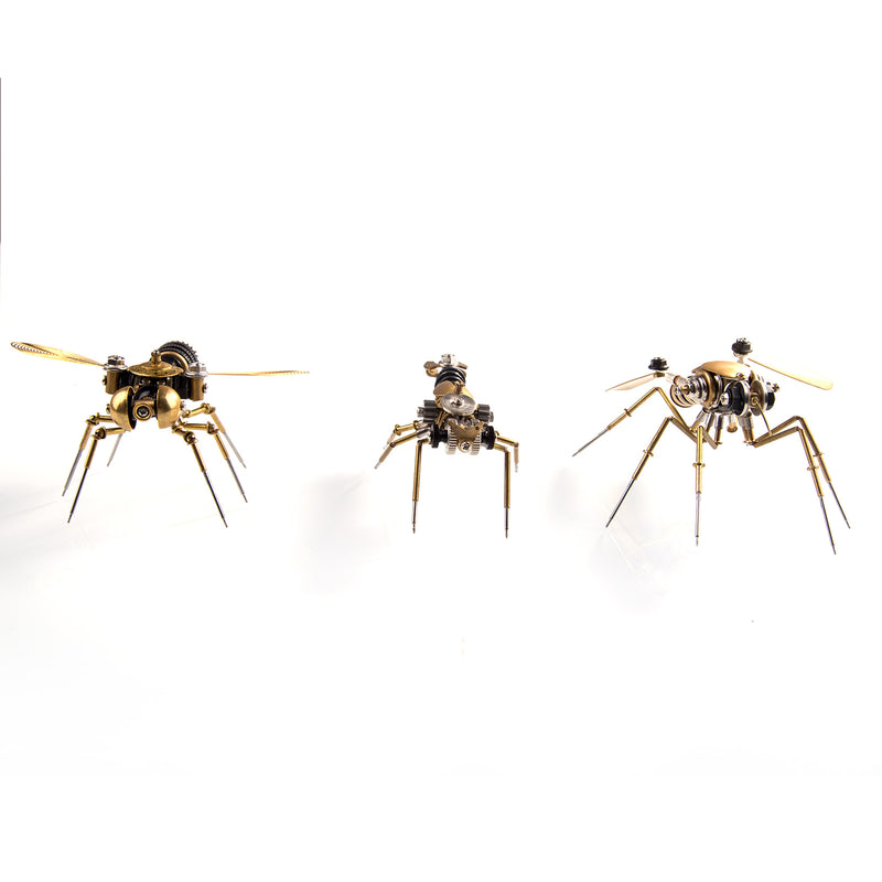 270Pcs Steampunk Insect Metal Model Kits Mechanical Crafts for Home Decor - Mosquito + Deck Insect + Bee Trinity - EngineDIY