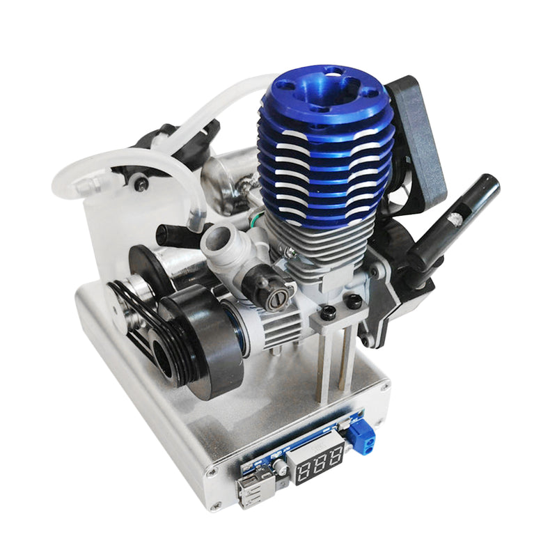 Level 15 12V 2 Stroke Methanol Nitro Engine Generator Model with Cooling Fan (5V 1.5A USB Charging) - EngineDIY