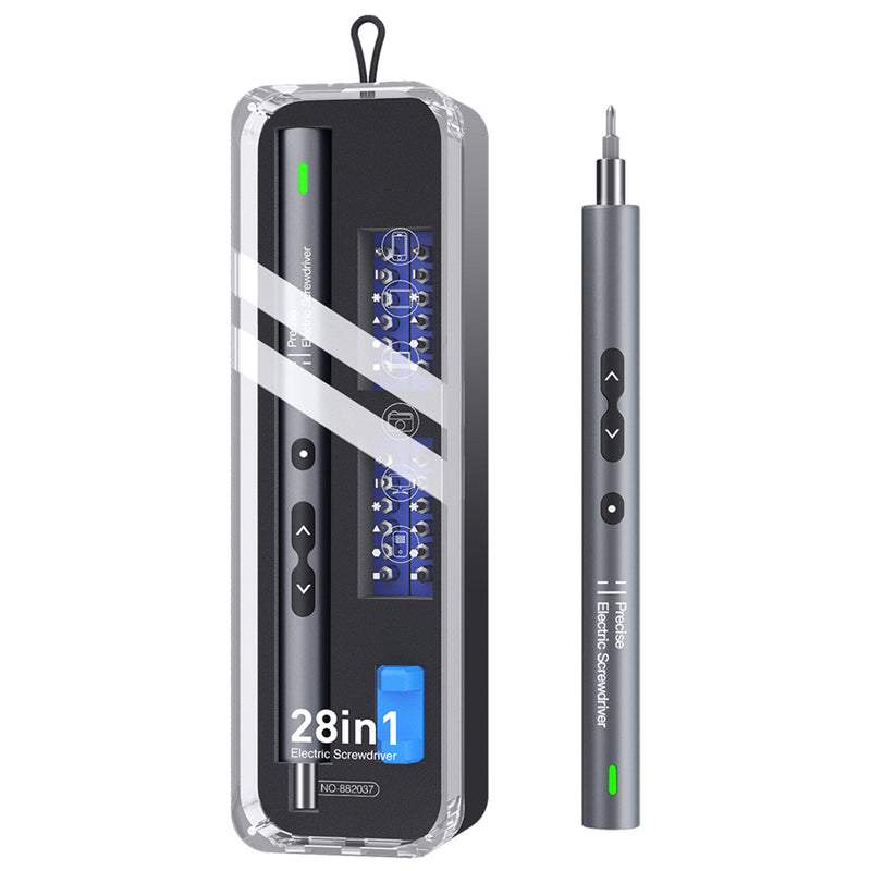 Mini tournevis électrique portatif intelligent de précision 28 en 1, ensemble d'outils multifonctionnels d'entretien avec lumières LED