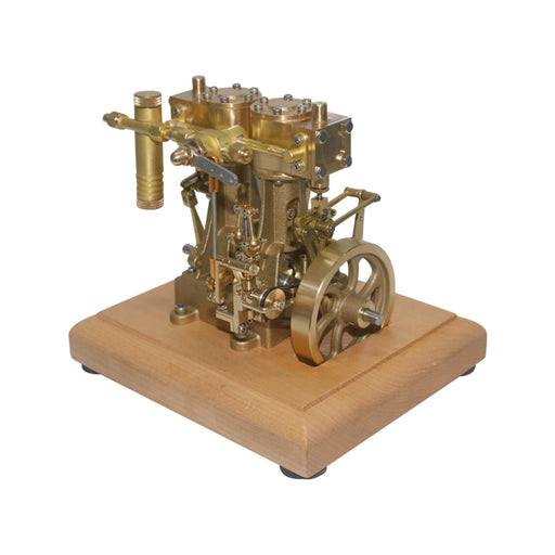 M30 3.7CC Mini Retro Vertical Double-cylinder Reciprocating Double-acting Steam Engine Model Toys with Speed Reducer