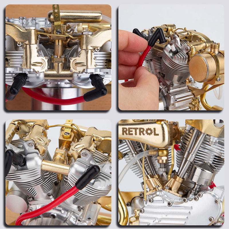 RETROL R29 4.2CC Mini V2 Engine OHV V-Twin Motorcycle Engine Double-cylinder Four-stroke Gasoline Engine Internal Combustion Engine Model - EngineDIY