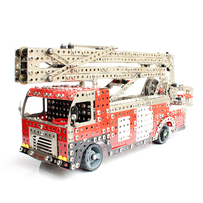 1868Pcs Simulation Fire Truck Model Kits DIY Metal Assembly Toy